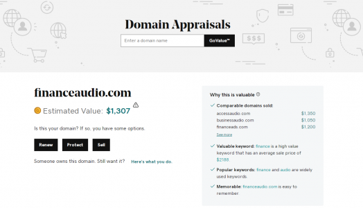 Godaddy FinanceAudio.com Domain Appraisal.PNG